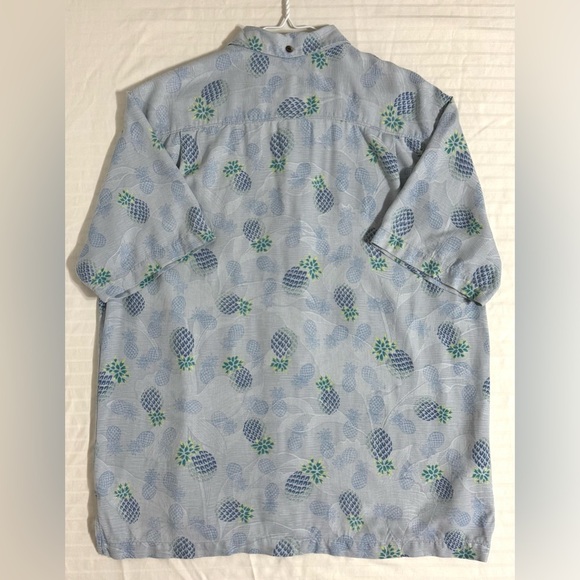 Tommy Bahama Silk Hawaiian Pineapple Shirt Short Sleeve Button Up Blue Large - Picture 10 of 10